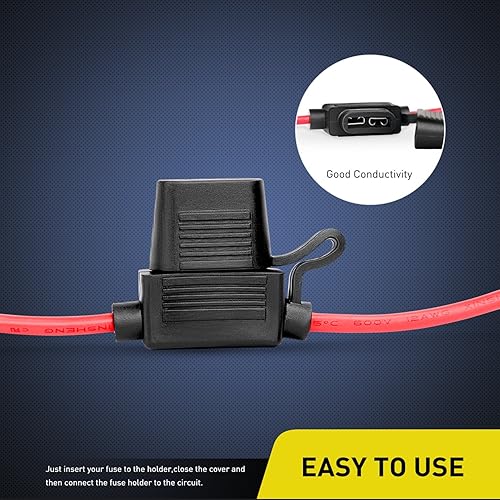 Miniatura 4 de Nilight Paquete de 10 soportes en línea NI-FH01 de 14 AWG arnés de cableado ATCATO de 30 amperios de hoja automotriz soporte de fusibles automotriz