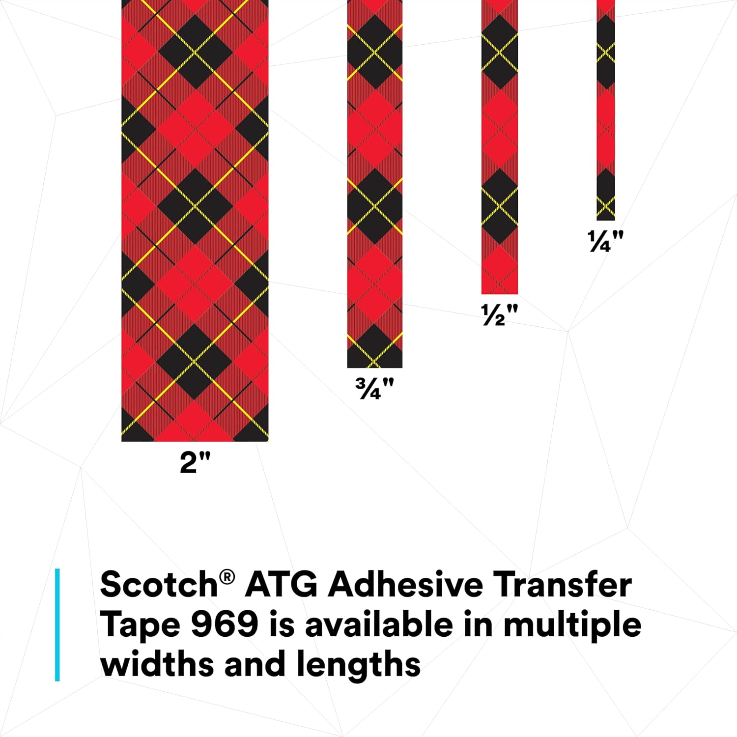 Scotch ATG Adhesive Transfer Tape 969, Clear, 1/2 in x 36 yd, 5 mil (12 Rolls)