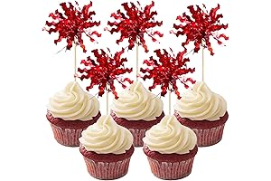 Gyufise 20Pcs Firework Cupcake Toppers, Sparkle Flash Tinsel Cake Toppers for Birthday Party Decorations