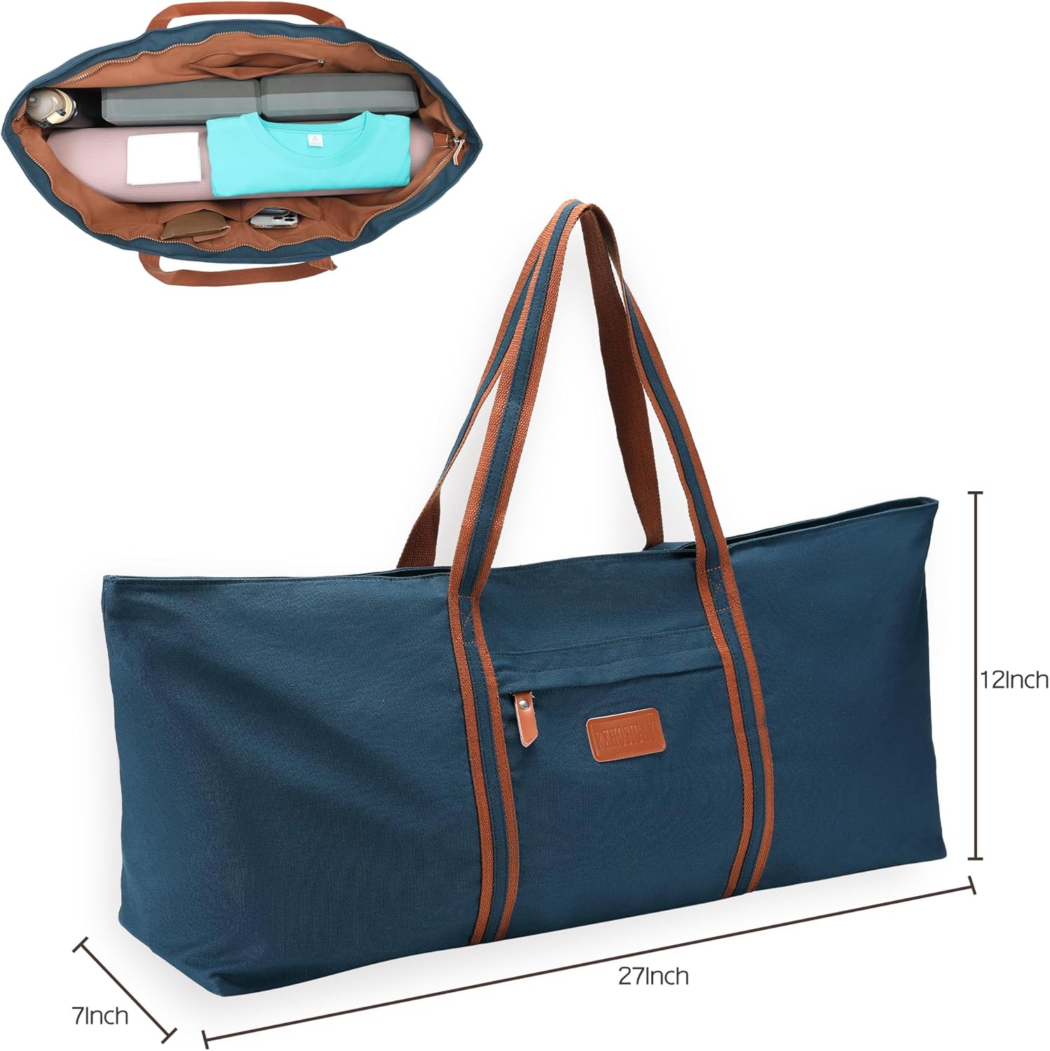 with Multi-Functional Storage Pockets Full-Zip Extra Large Yoga Mat Tote Bag Sports Gym Pilates Bag - Image 7