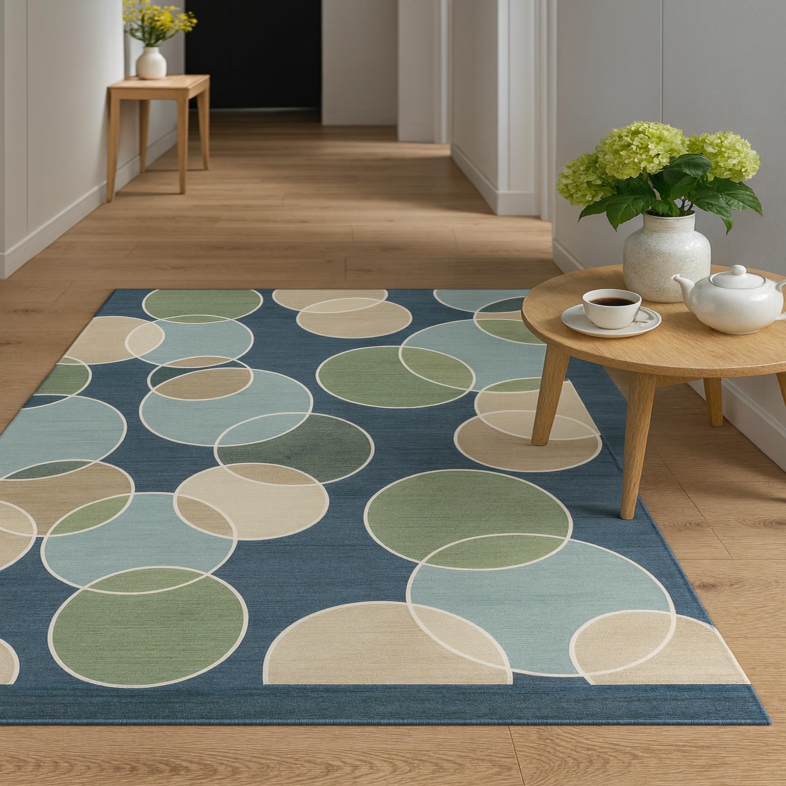 Tapis pour salon descente de lit chambre geometric abstract bleu vert 80x120