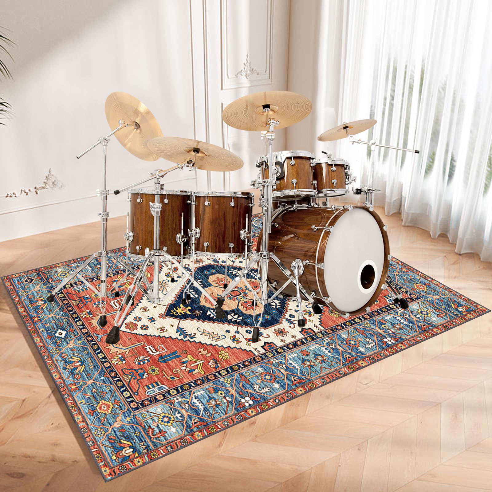 Schlagzeug Teppich rutschfeste Schallschutzmatte Groß Professioneller Trommel Teppiche 140 x 120 cm Drum Teppich Elektronisches Schlagzeug Antivibrationsmatten Schlagzeugteppich