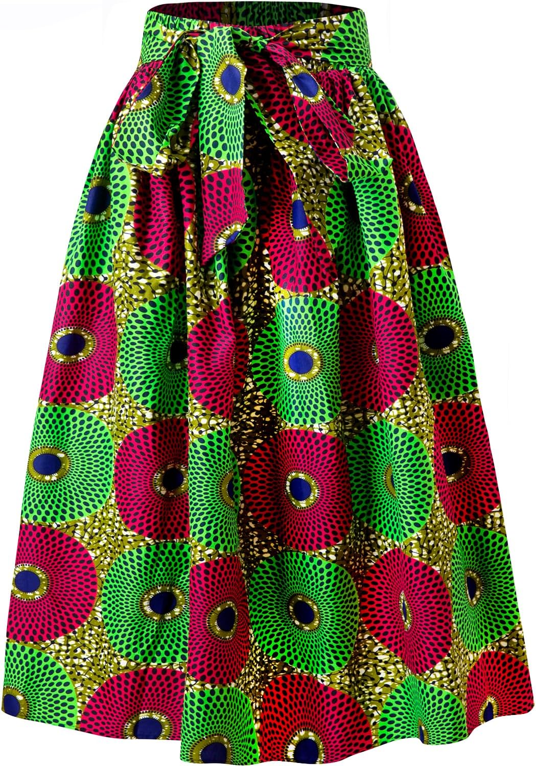 Women African Print Skirt Dutch Ankara Wax Print Full Circle Skirt