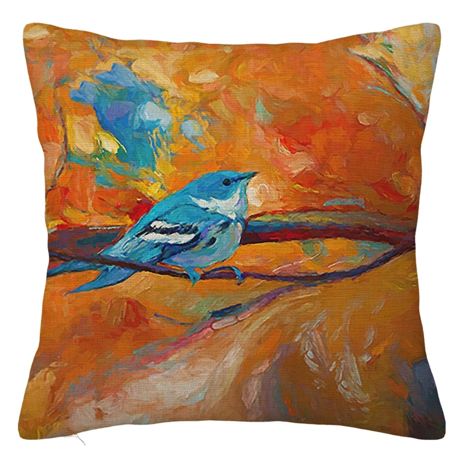 SHBHWS Branch Bird Flower Linen Pillowcase Sofa Cushion Cover Home Decoration 40x40 50x50 60x60 45x45 For Living Room Sofa(Color 28,450mm*450mm)
