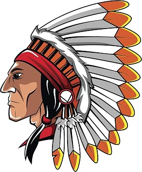 Magnet Simple Classic Native American Chief with Headdress Cartoon Magnetic Vinyl Magnet Bumper Sticker 4" Tall
