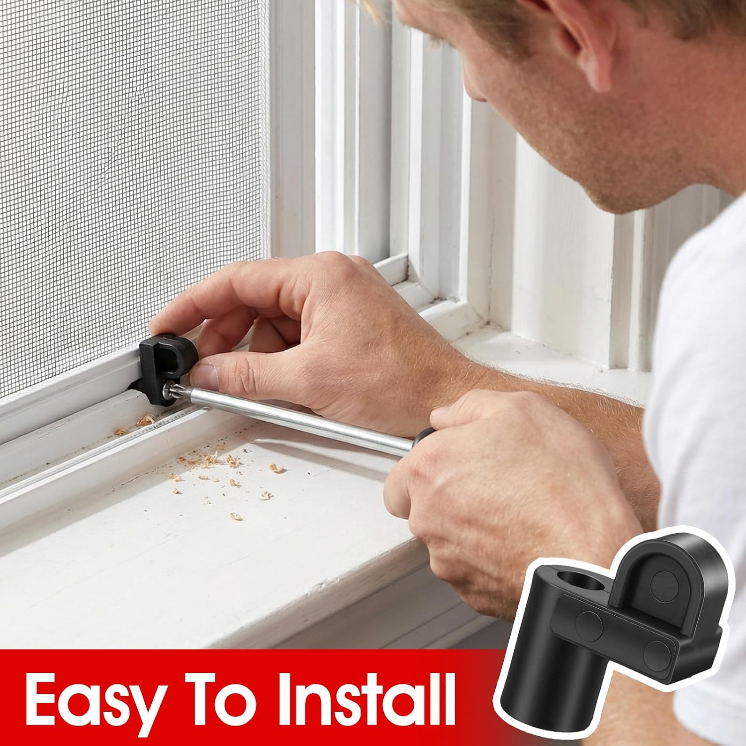 24 Pack 3/8 Inch Nylon Window Screen Clip with Screws, Storm Window Screen Clips, Secure Flush Mount Clips for Holding Window Screens, Storm Windows, Panels