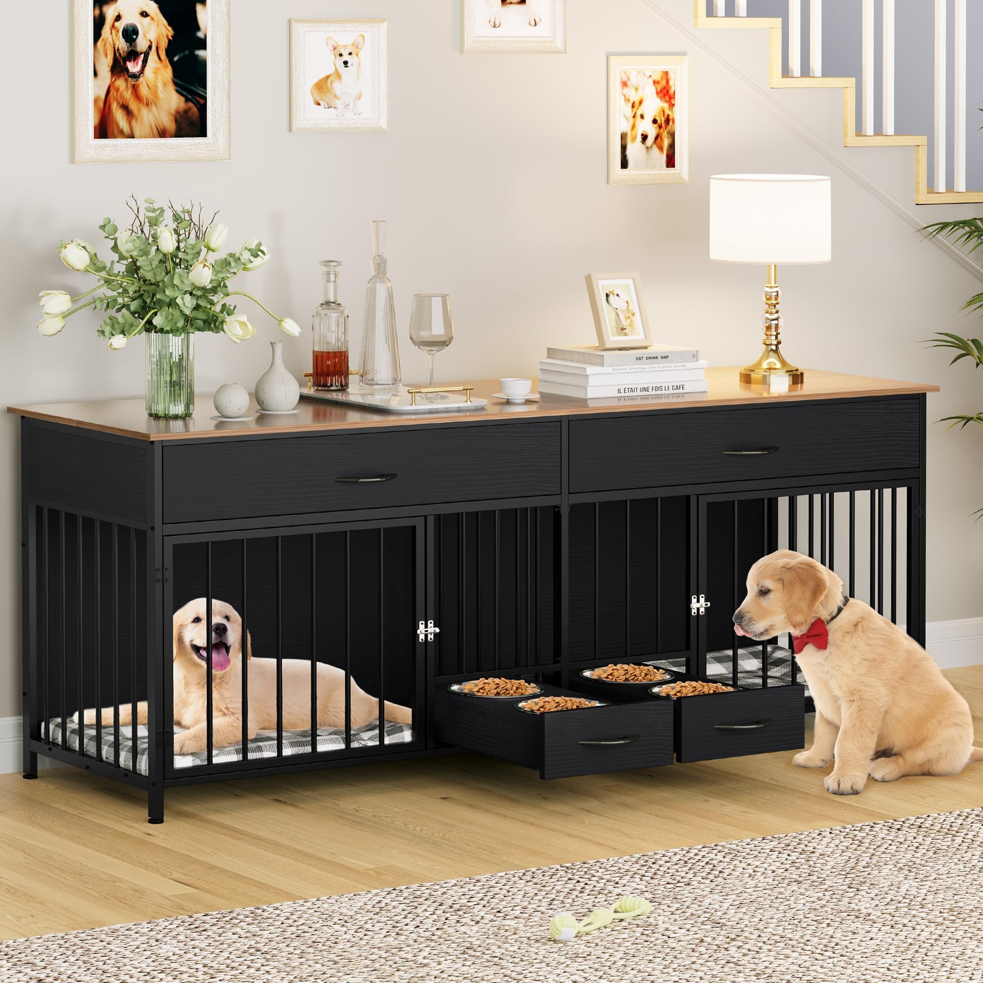 Double Dog Cage Extra Large Wooden Dog Crate Dog Crate Furniture