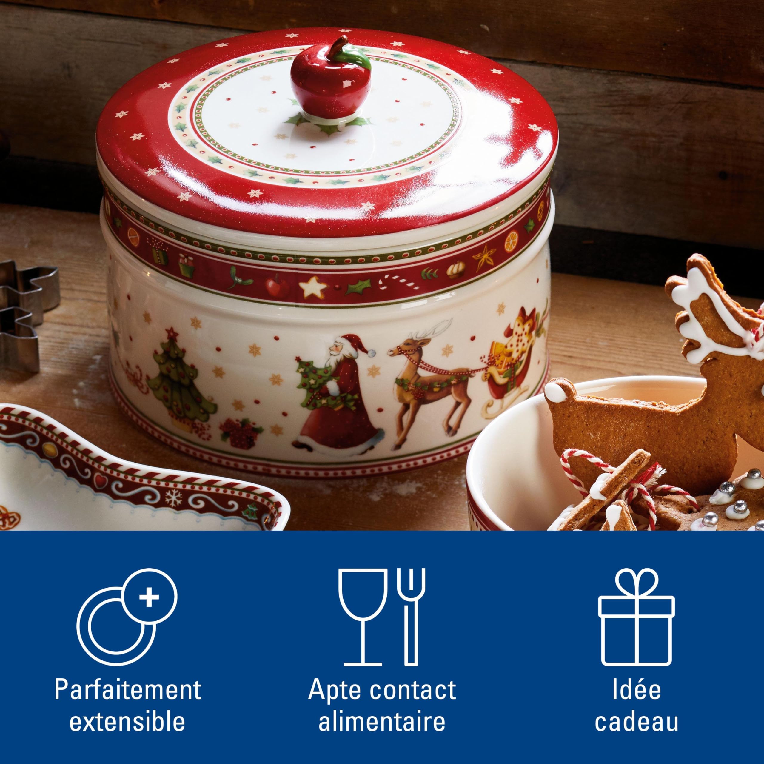 Villeroy & Boch – Winter Bakery Delight, Grande Boîte De Conservation Pour Des Pâtisseries Et Des Biscuits, Porcelaine Premium, Multicolore