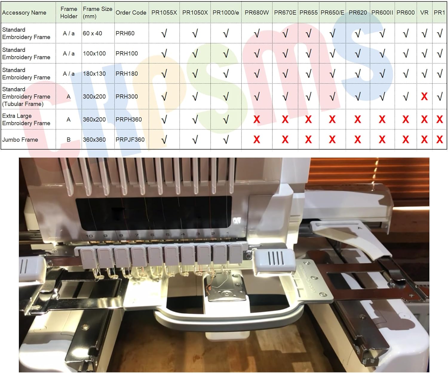 CKPSMS Brand -1SET Embroidery Hoops Compatible with/Replacement for Babylock Brand BNT10,BNT10L,ENT10 Brother Brand PR1000,PR1000E,PR1055