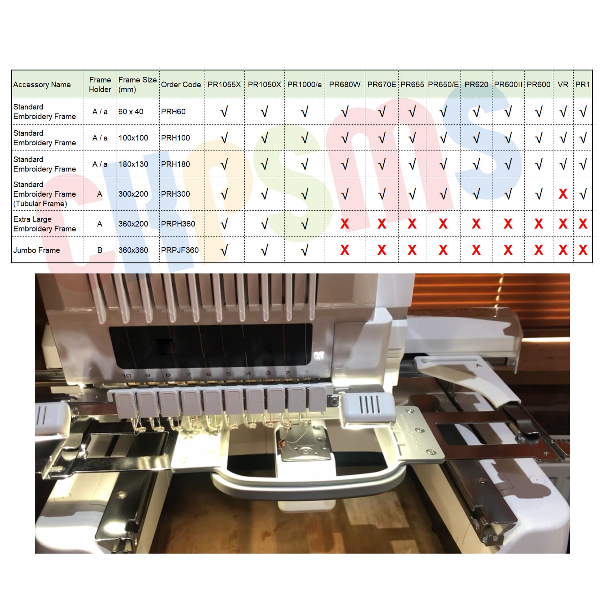 CKPSMS Marca - 1 telaio da ricamo 100mm×100mm compatibile con/sostitutivo per Babylock MarcaBMP8,BMP9,BMT6,BND9,BNT10,BNT10L,EMP6,ENT10 Brother Marca PR600,PR620,PR650,PR655,PR1000,PR1000E,PR1055
