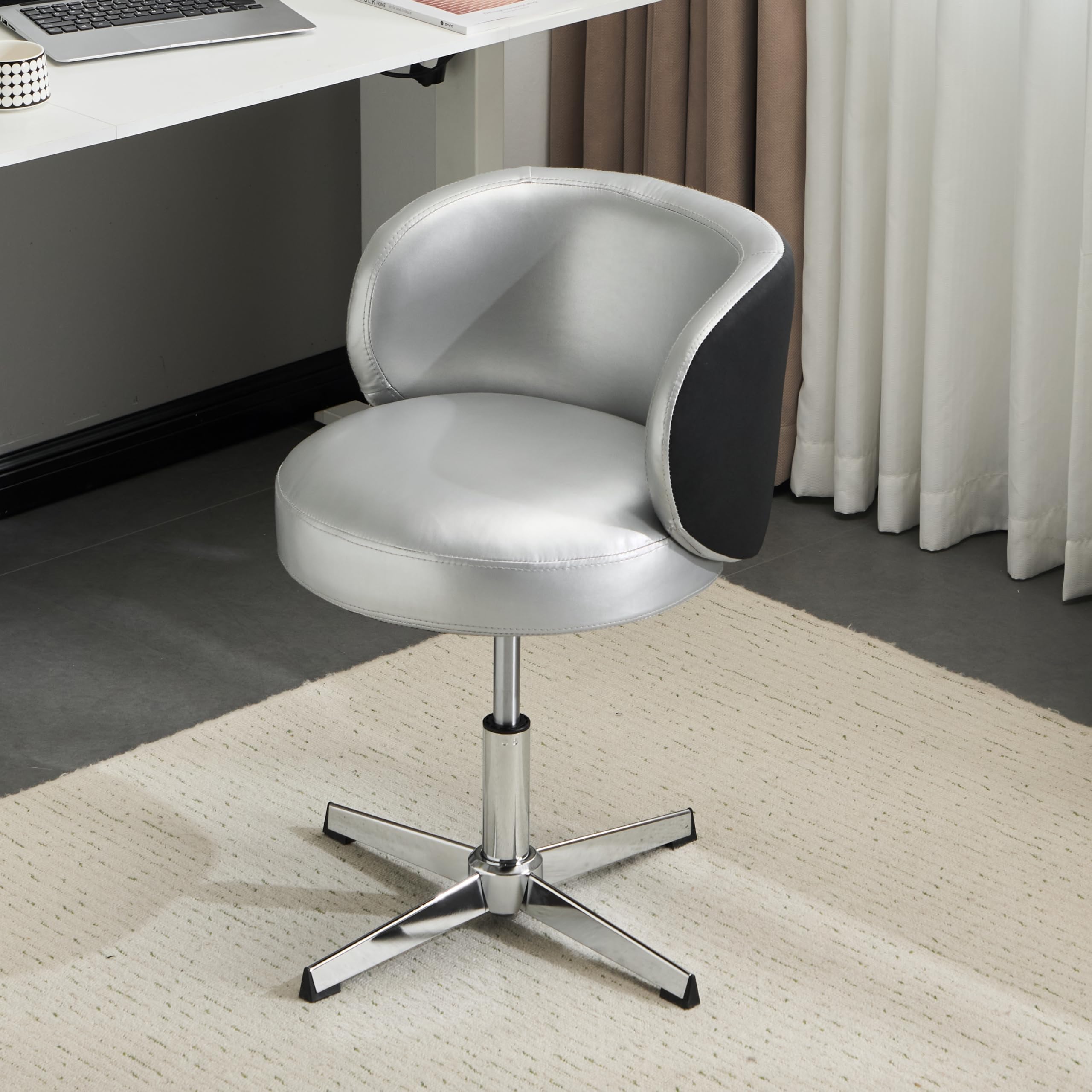 VINGLI Cute Small Swivel Desk Chair Comfy no Wheels Ergonomic Low-Back Lumbar Support Vanity Nail Tech Computer Task