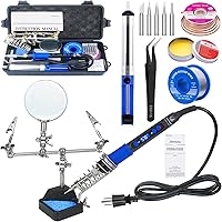 Kepiog 100W LCD Digital Soldering Iron Kit - Professional Repair Tools with Magnifying Glass Helping Hands, Adjustable Temp