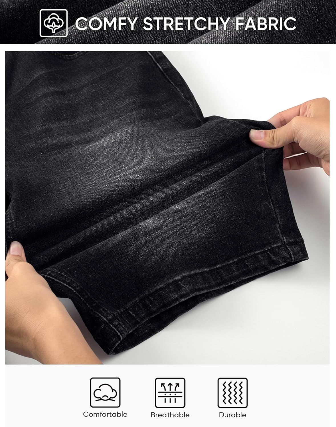 JMIERR 2026 Mens Skinny Denim Shorts Stretch Casual Comfy Slim Fit Summer Classic Jean Shorts - Image 4