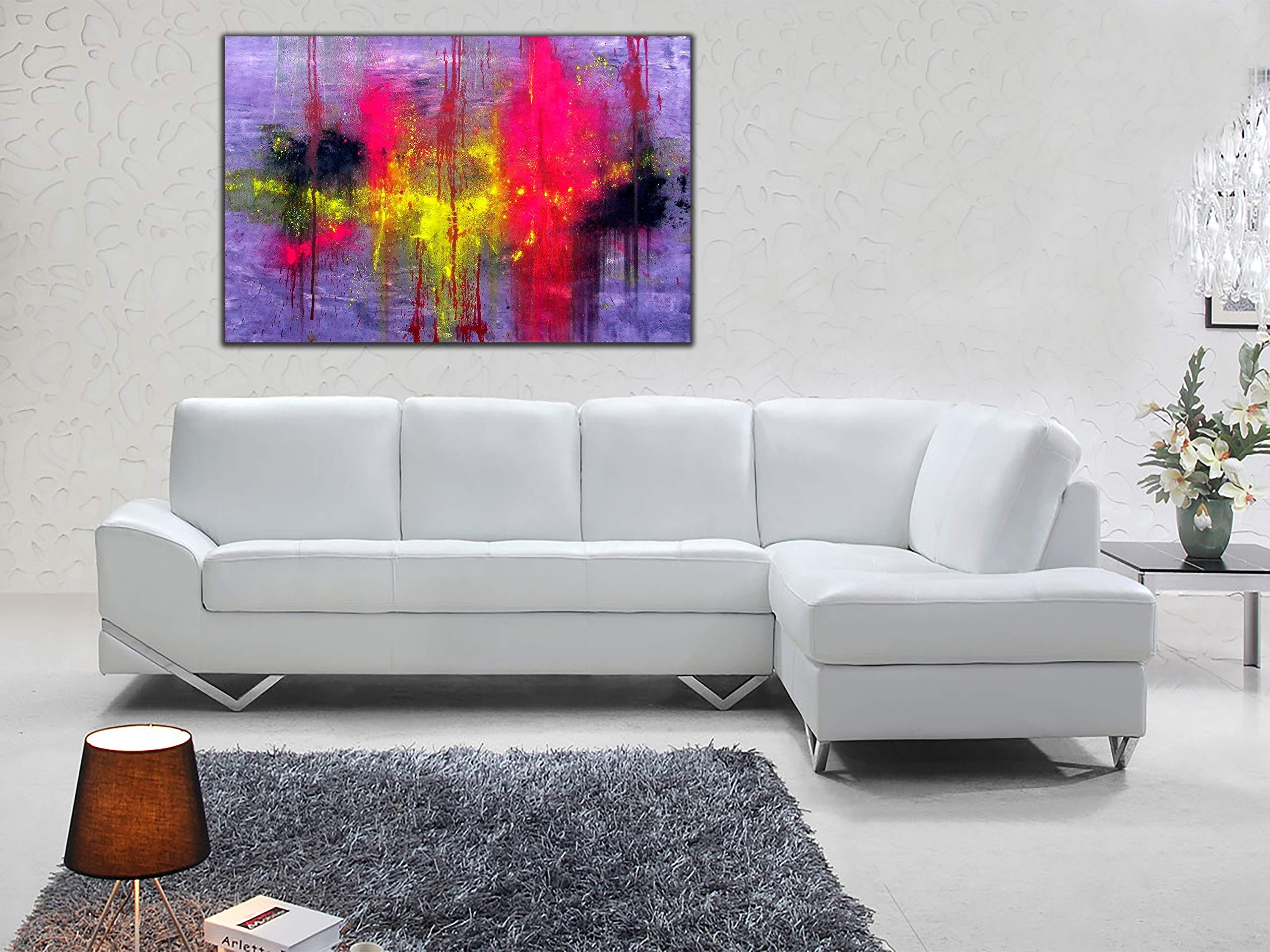 Krople farby rozłożone abstrakcyjna farba olejna obraz reprodukcja obrazu wydruk na oprawionym płótnie sztuka ścienna dekoracja domu 102 x 76 cm (102 x 76 cm) - głębokość 38 mm