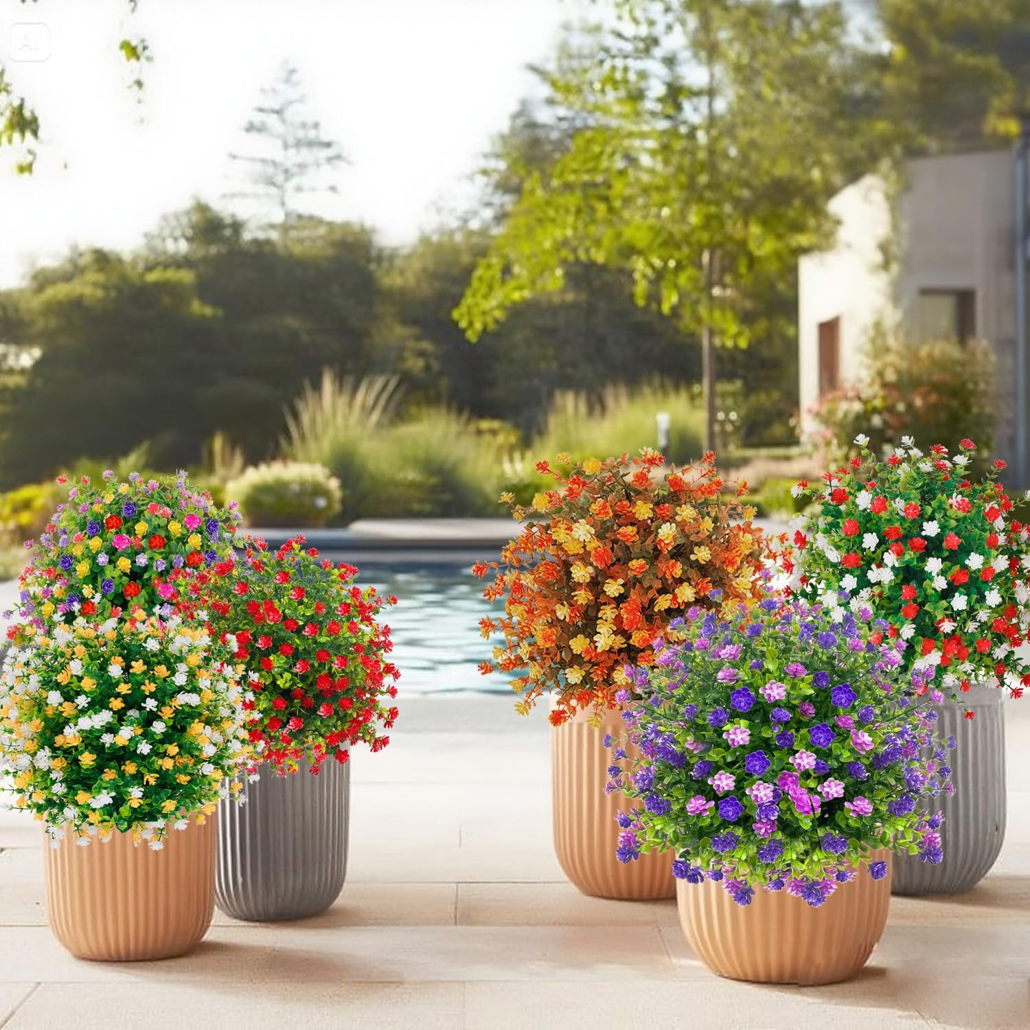 2 Pack Artificial Boxwood Topiary Ball Tree with Spikes,Outdoor UV Resistant Fake Bushes Plants Flowers,Faux Shrubs Greenery for Planters Yard Porch Pathway Office Spring Decor - Purple