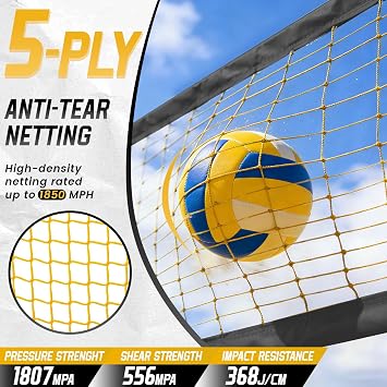 MangoStar Volleyball Net, 12ft/20ft Portable Volleyball Net for Backyard Beach, Adjustable Height, Freestanding Volleyball Net with Carry Bag for Indoor&Outdoor, Professional Net for Hitting&Serving