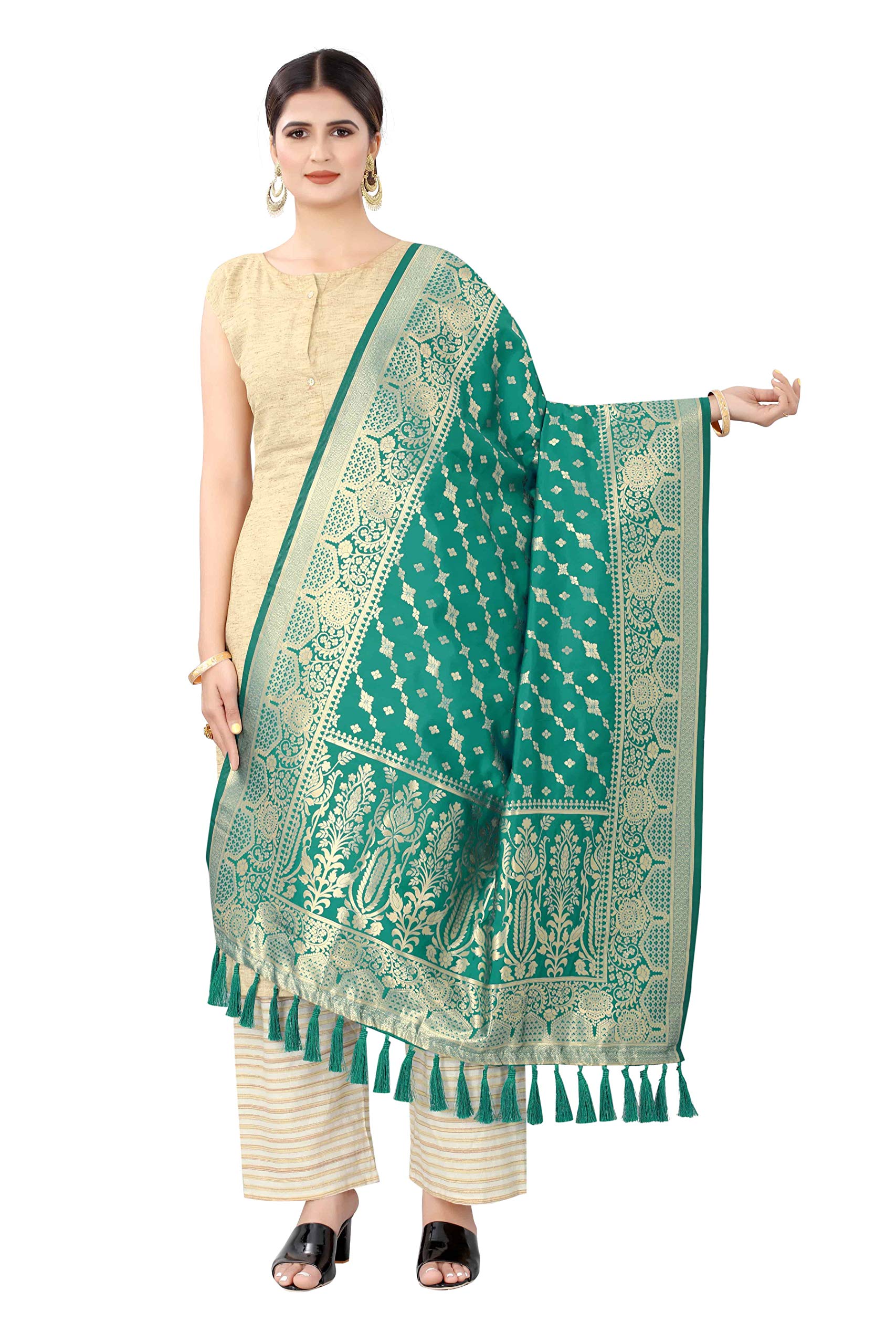 Enthone Women's Woven Design Silk Dupatta