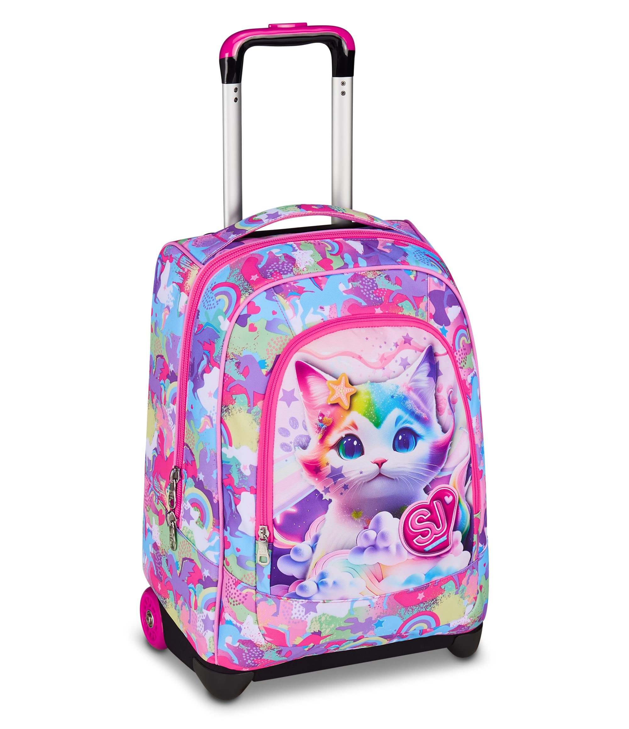 SJ GANG STYLE JAM GANG Trolley Scuola Fisso, Fucsia, 2 in 1, Doppio Uso, Trolley e Zaino, Zaino Scuola Elementare, Bambina