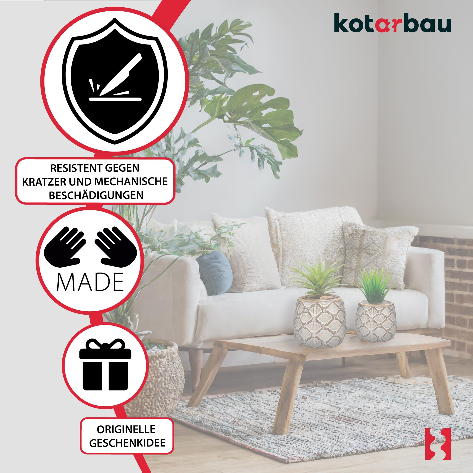 KOTARBAU® 2er Set Keramik-Blumentopf ⌀ 125 mm Übertopf Hell mit Ananas-Motiv