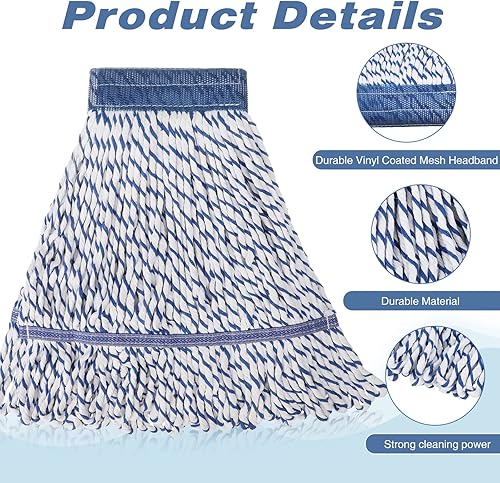 Miniatura 2 de Nuogo 10 piezas de repuesto de cabezal de trapeador comercial, limpieza de piso, húmedo, resistente, repuestos de trapeador comercial para limpieza