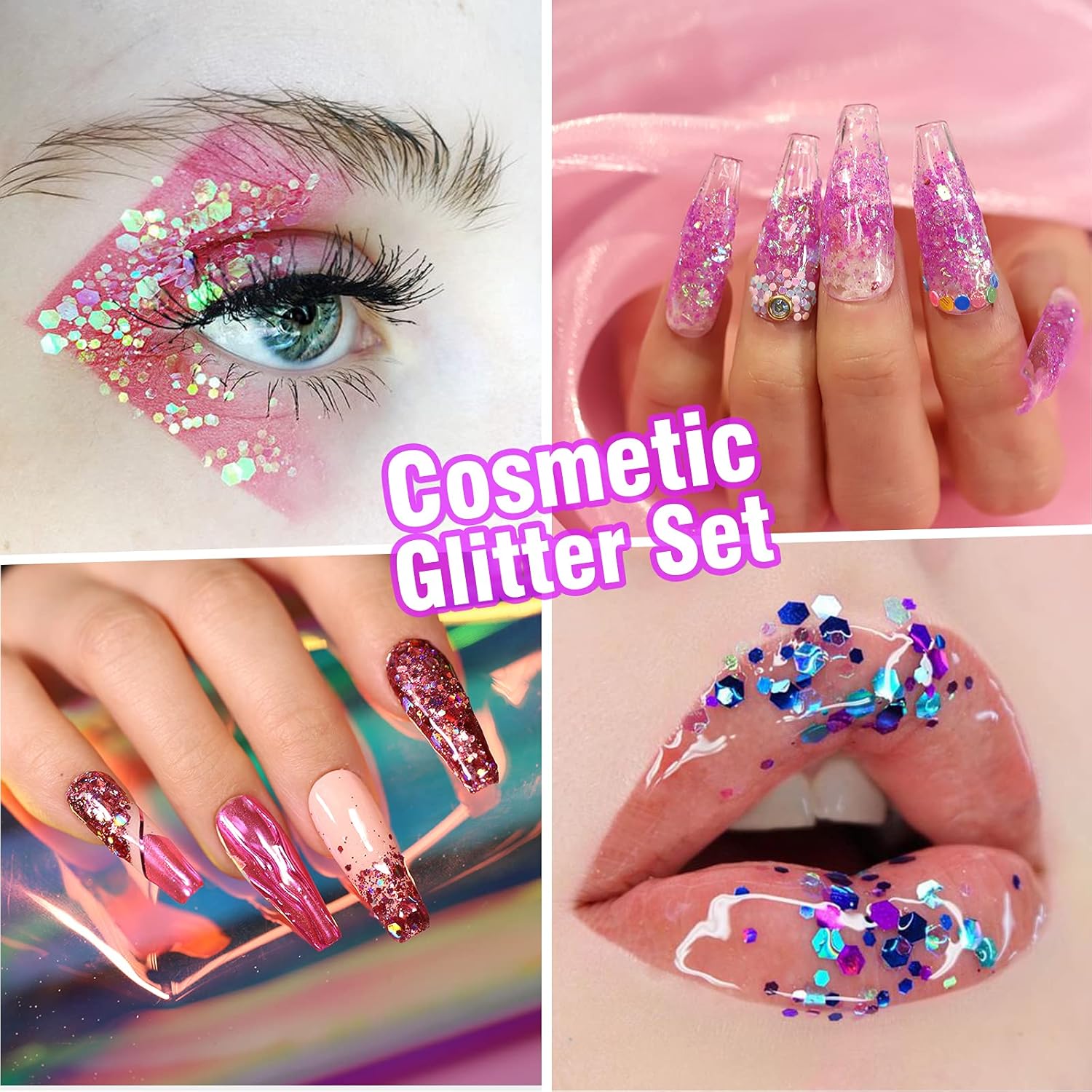 Festival Chunky and Fine Glitter Mix, Teenitor 32 Colors Chunky Sequins & Fine Glitter Powder Mix, Iridescent Glitter Flakes, Cosmetic Face Body Eye Hair Nail Art Resin Tumbler Glitter Loose Glitter : Beauty & Personal Care