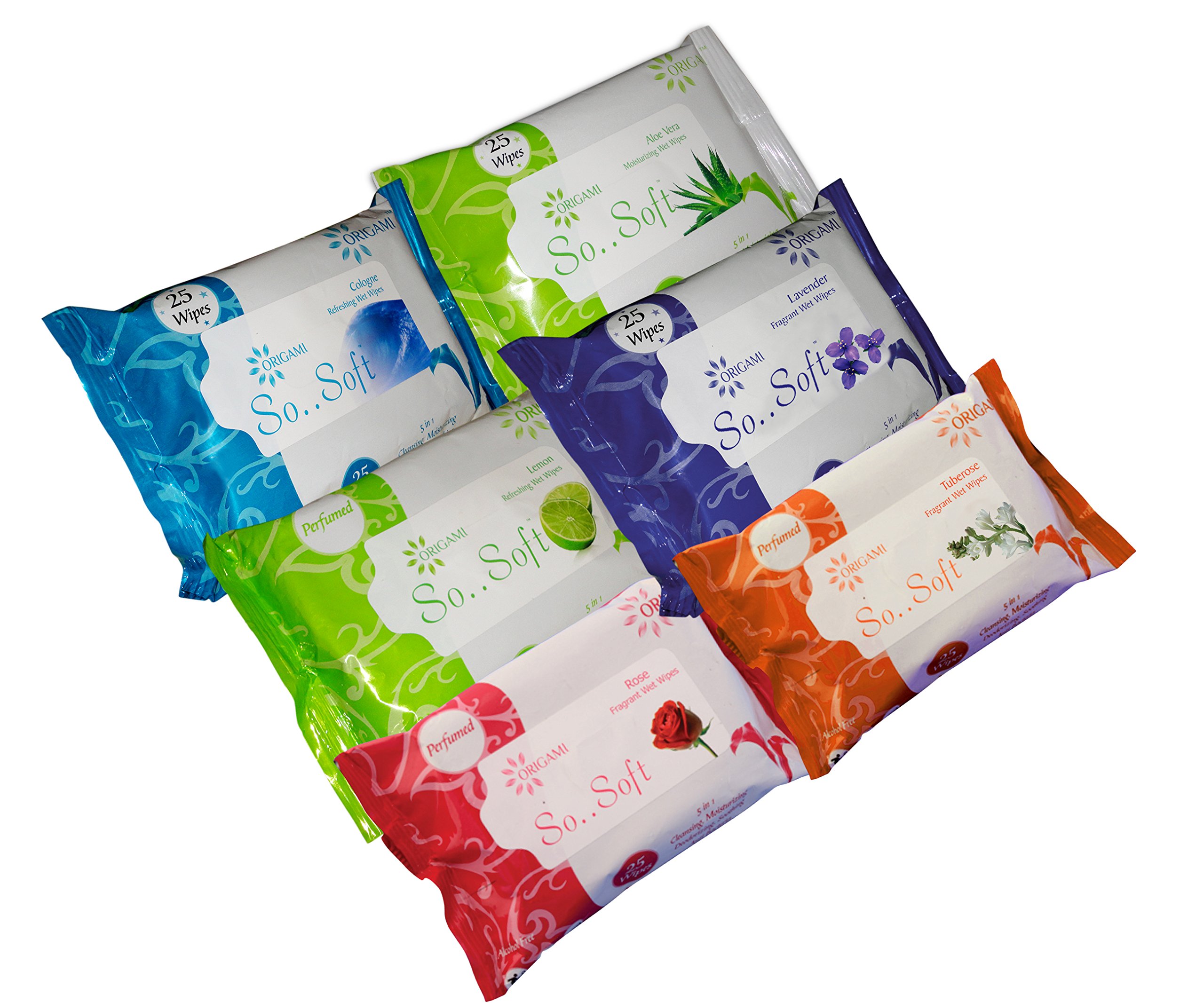 OrigamiSo Soft Assorted Flavours Wet Wipes Pack - 25 Wipes (Pack of 6)