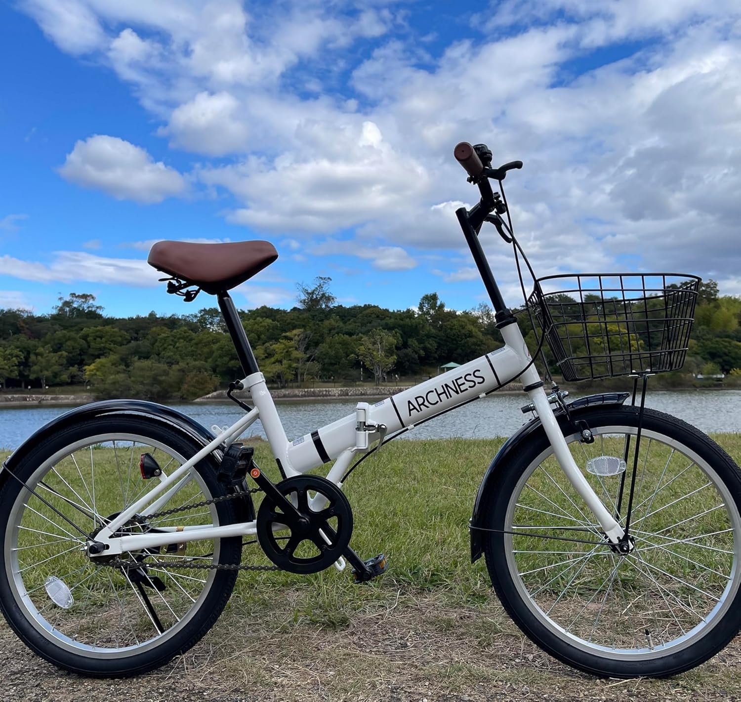 ARCHNESS 折りたたみ自転車 20インチ 軽量 カゴ シングル 通勤通学 街