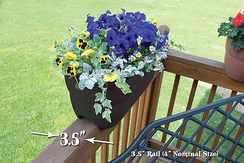 Vista 11 de Emsco Group Bloomers Railing Planter with Drainage Holes – 24" Weatherproof Resin Planter – Brown, Plastic