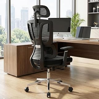 MRC EXECUTIVE CHAIRS ALWAYS INSPIRING MORE Bravo Ergonomic Mesh High Back Office Chair With Auto Adjustable Lumbar Support, 3D Armrests, Multi-Tilt Lock Mechanism & Strong Chrome Base - Black