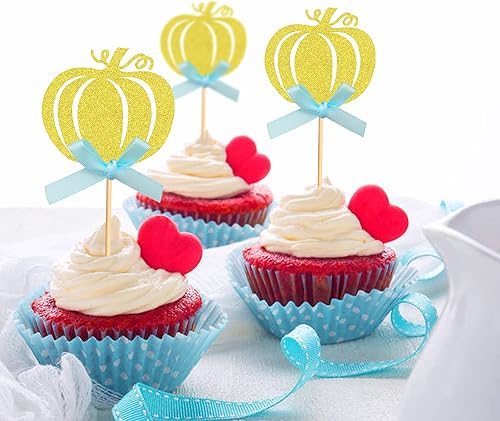 Miniatura 110 de Ercadio Paquete de 30 adornos de calabaza para cupcakes con purpurina de cosecha de otoño, calabaza, cupcakes, baby shower, cumpleaños, otoño, tema