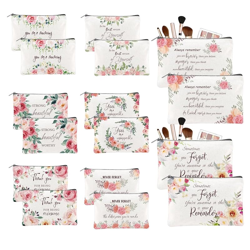 twinklemon 16 necessaires de lona para maquiagem com zíper, estampas florais, 8 modelos