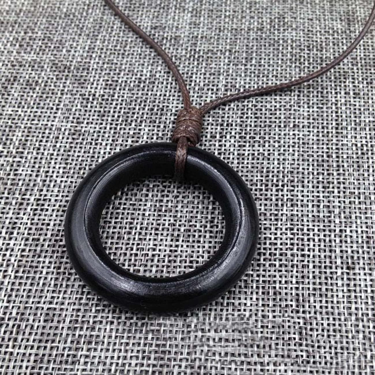 Long Wooden Pendant Necklaces for Women Black Boho Handmade Necklace for Sweater - Image 3