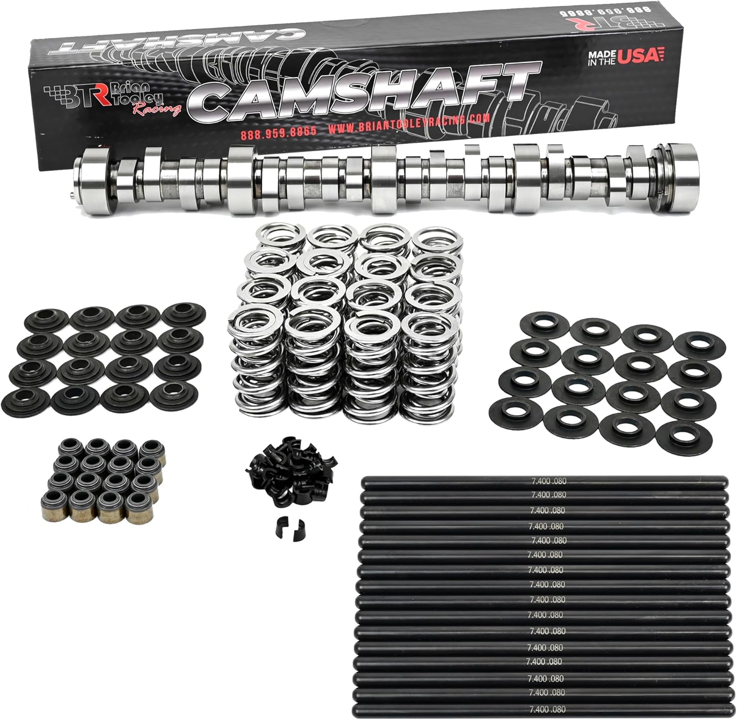 BTR Brian Tooley Racing PDS Stage 2 Torque Camshaft LSA LS3 6.2L Supercharged Cam 1997-2013 LS Based Engines 5.7L 6.0L. 6.2L (Camshaft, Steel Retainer Spring Kit and Pushrods)