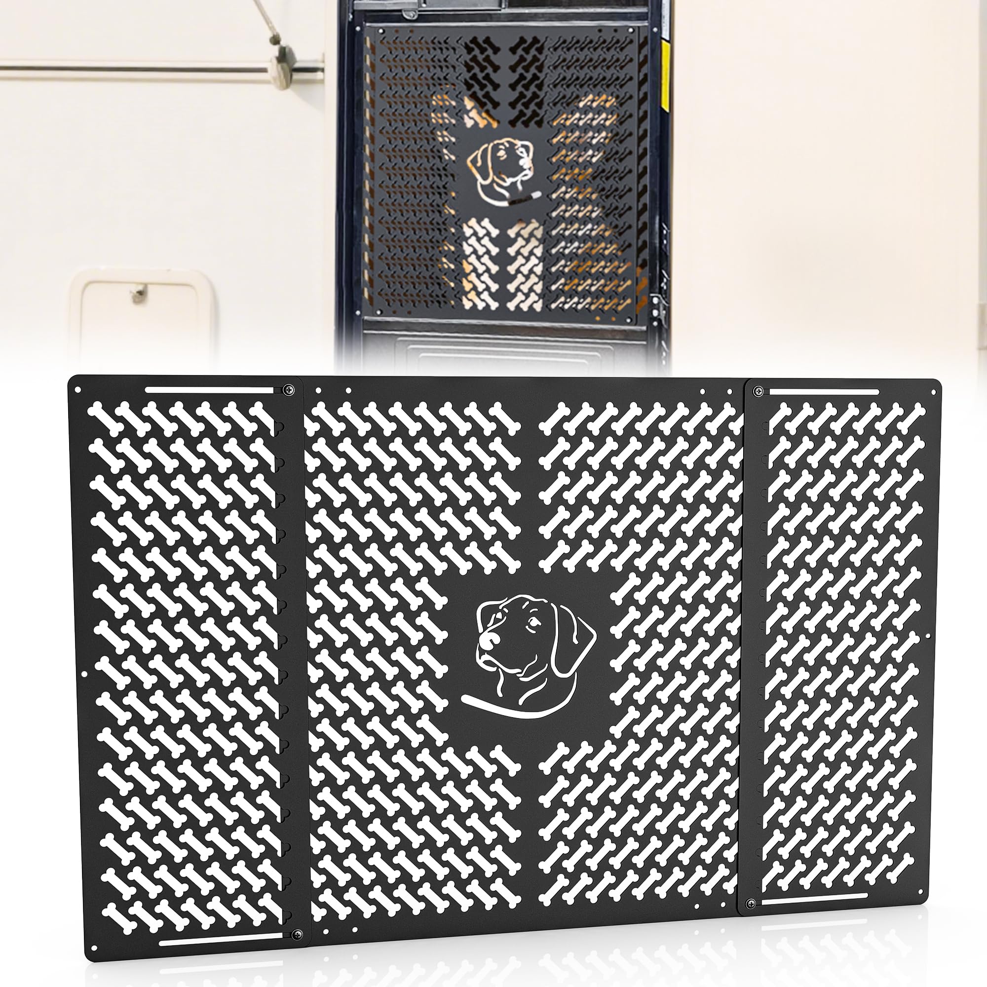 MICTUNING Heavy-Duty Aluminum RV Screen Door Protector Grille – Adjustable 18.15" to 31.89" Universal Fit for Campers, Trailers, Rust-Proof Entry