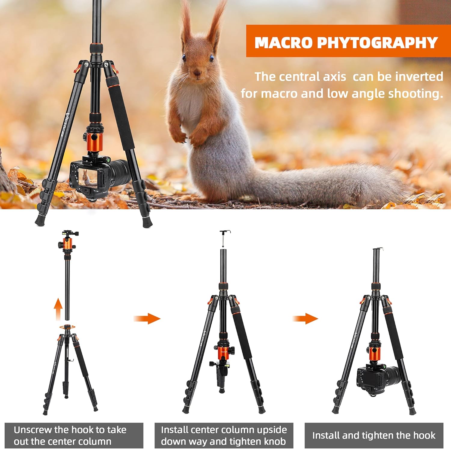 Exclusive Discount 70% Price VICTIV Camera Tripod 81 inches Monopod, Aluminum Travel Tripod for DSLR, Lightweight Tripod Loads up to 19 lbs with 360 Degree Ball Head and Carry Bag for Travel and Work - AT26 Orange