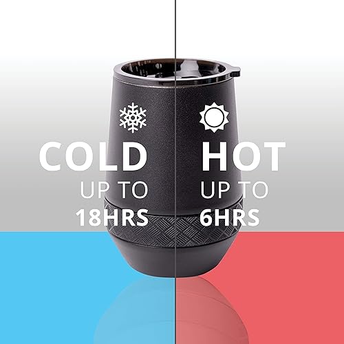 Miniatura 6 de Elemental Vaso de vino con triple pared aislada de acero inoxidable para bebidas calientes y frías, taza portátil con tapa para sorber inastillable