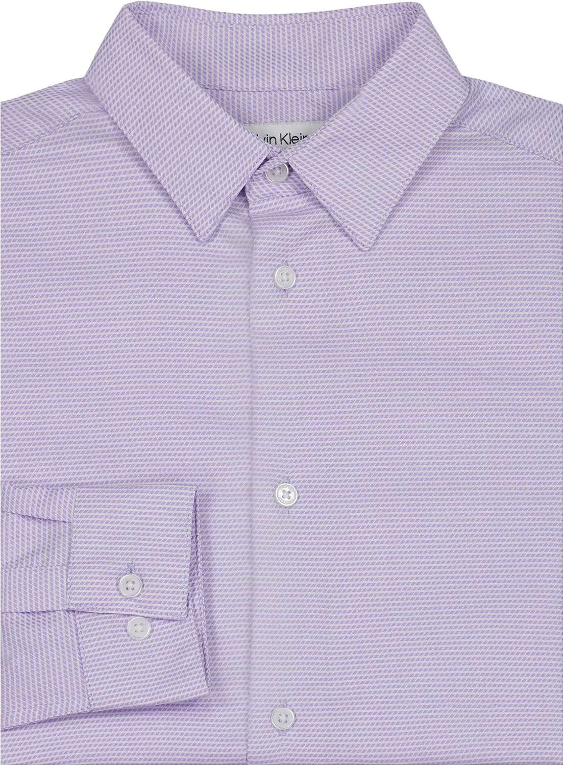 Calvin Klein Boys' Long Sleeve Patterned Dress Shirt, Button-Down Style with Cuffs & Shirttail Hem image 3