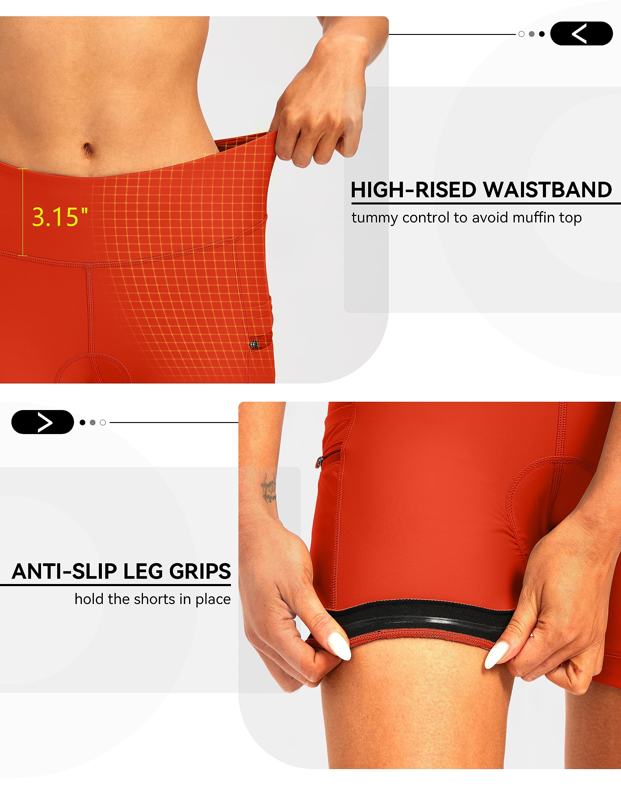 Bikewa Pantalones Cortos de Ciclismo Acolchados 4D para Mujer, Ropa Interior de equitación, Ciclismo, Ciclismo de Carretera, Pantalones Cortos para Mujer con Bolsillos con Cremallera