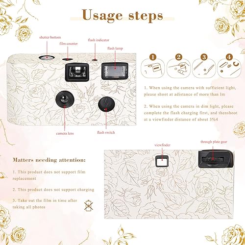 Miniatura 3 de 5 cámaras desechables para bodas a granel, película de color, cámara de un solo uso a granel con flash de 1.38 pulgadas (1.378 in) una vez para