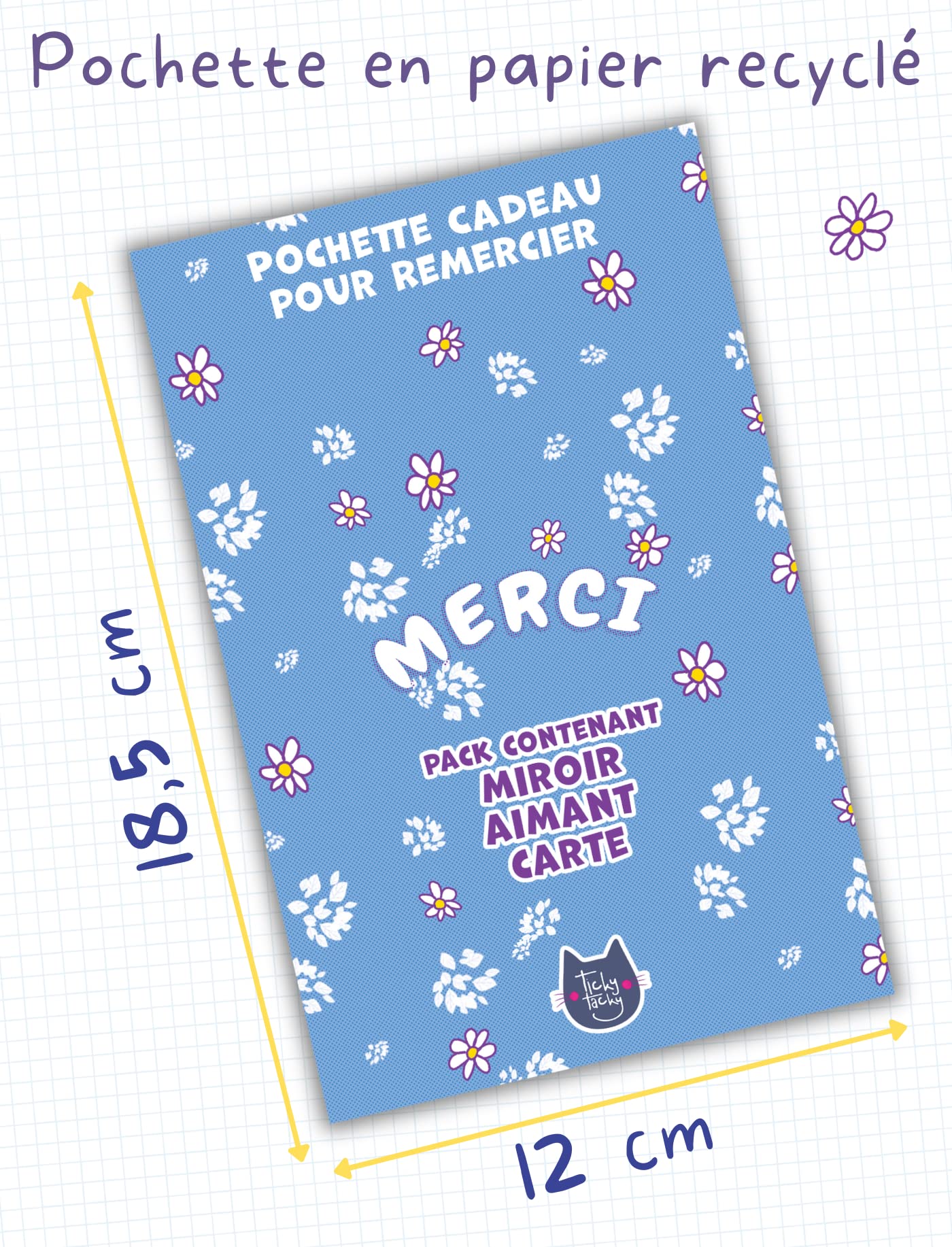 Image secondaire de Kit Cadeau Merci Fleurs Ticky-Tacky avec Miroir et Aimant