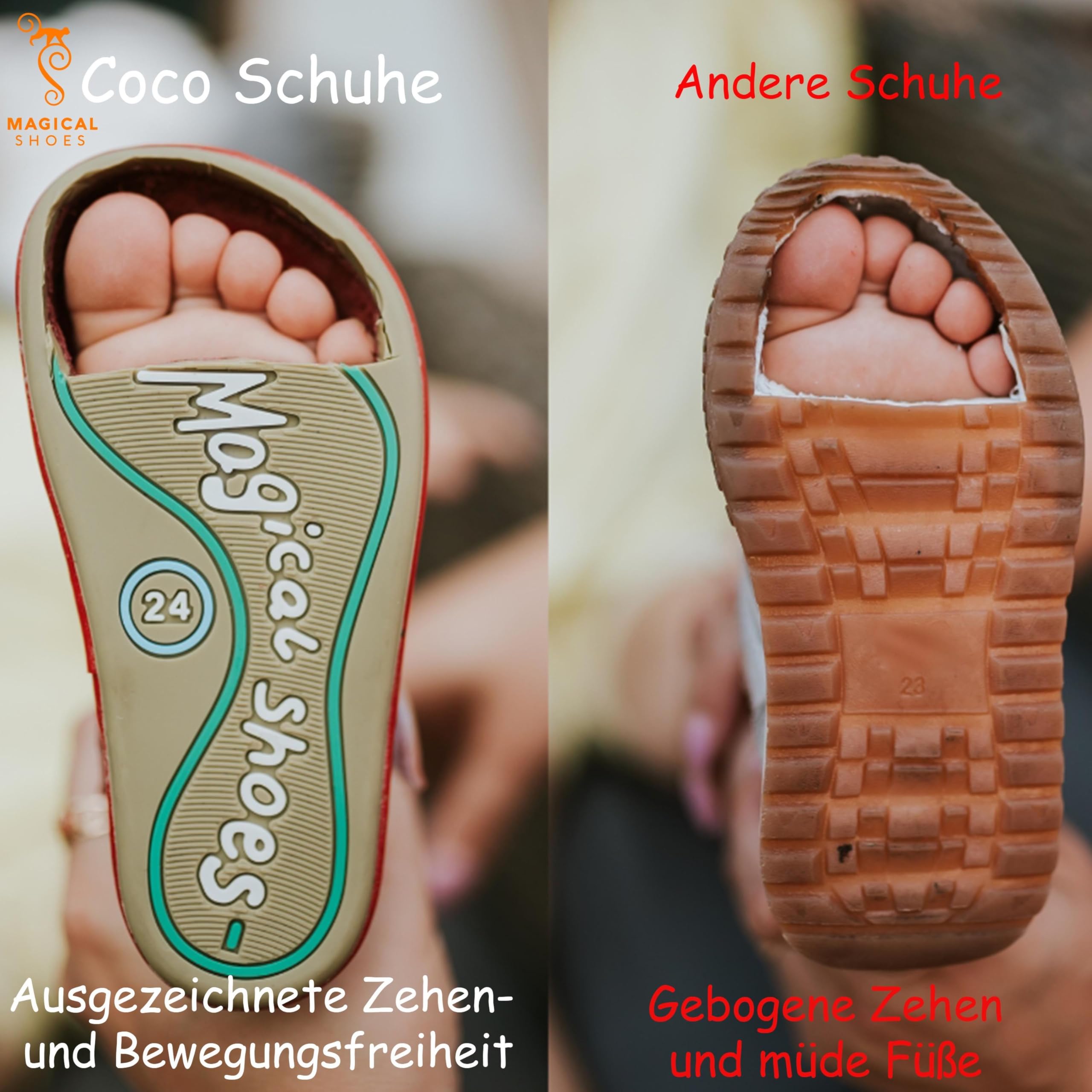 Magical Shoes Scarpe Leggere a Piedi Nudi per Bambini, Scarpe da Passeggio, a Piedi Nudi, minimali per Ragazze e Ragazzi, Antiscivolo, morbide e Flessibili 20-28 Bebe