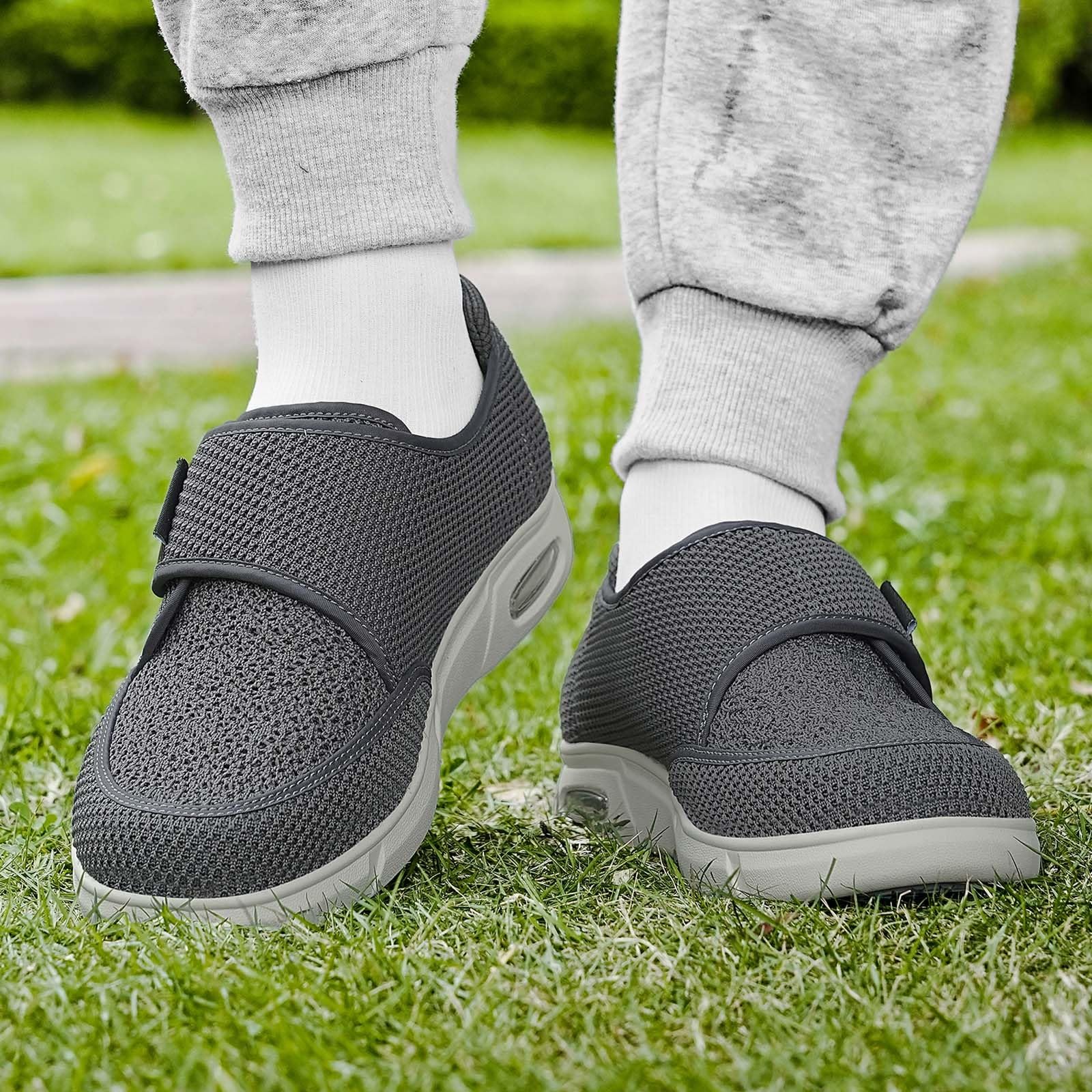 Kapcie Buty dla diabetyków dla mężczyzn Bardzo szeroka szerokość Ortopedyczne regulowane zapięcie Trampki do chodzenia Lekkie antypoślizgowe tenisówki z amortyzacją podbicia łuku