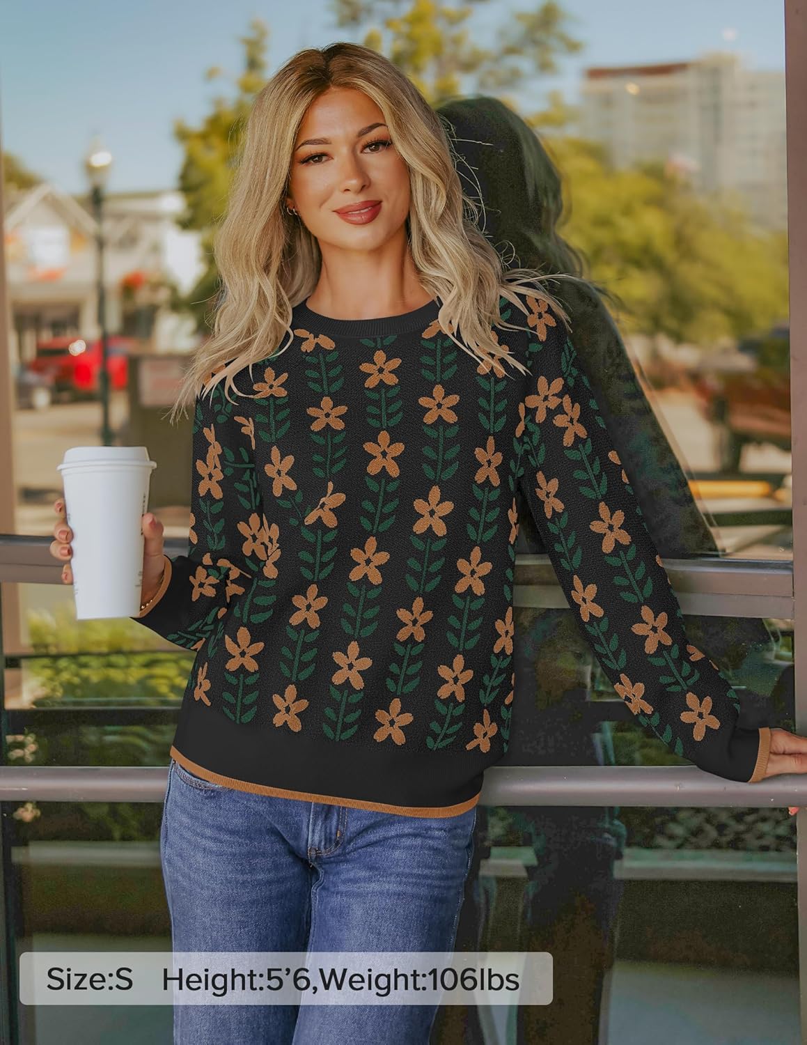 ZESICA Women's Long Sleeve Crewneck Sweater 2026 Fall Printed Cute Oversized Knitted Pullover Tops Trendy Clothes - Image 6