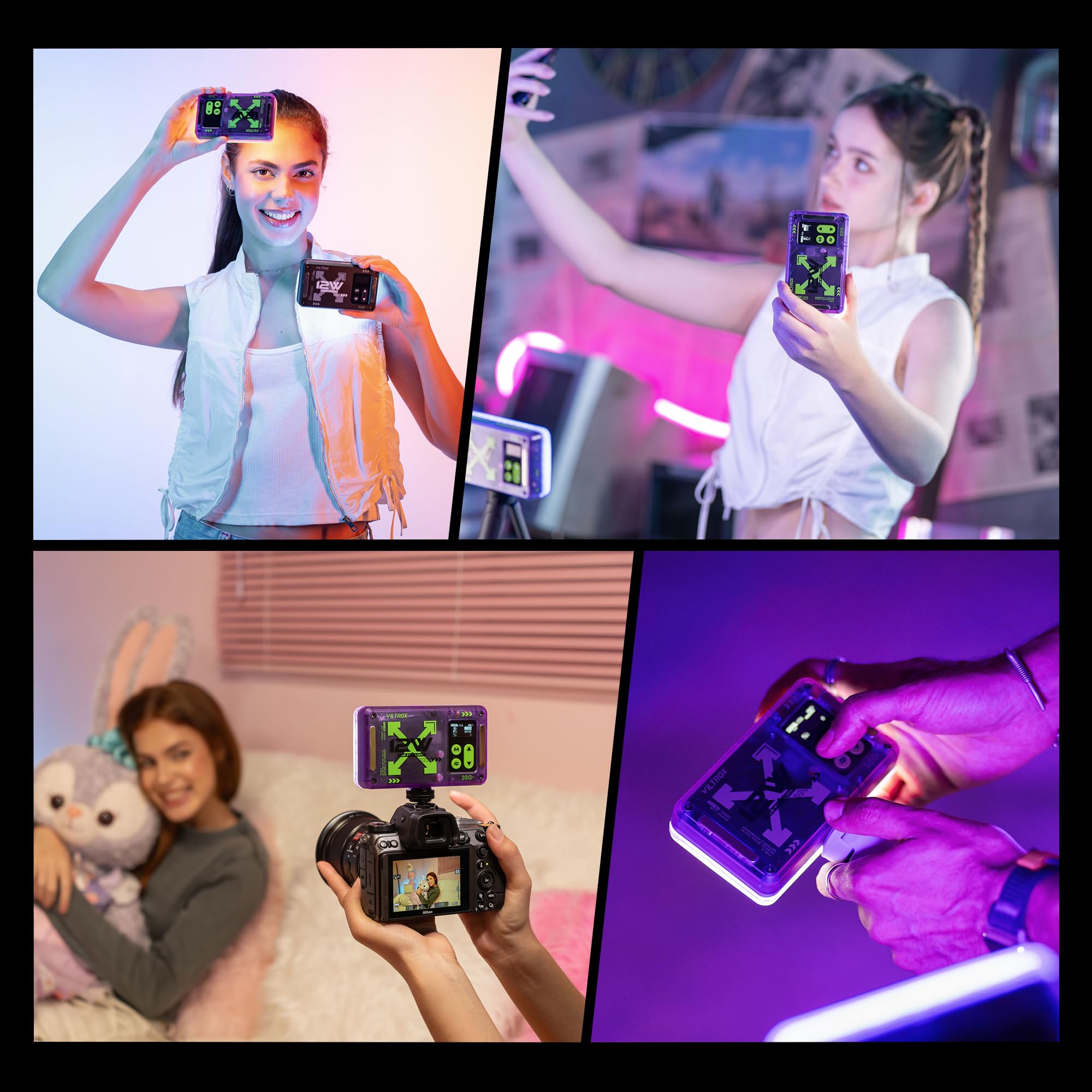VILTROX Luz de video LED RGB magnética con control de aplicación/soportes de garra fría/CRI 97+/2500K-8500/4000 mAh/26 escenas de luz para fotografía, vlogs, iluminación selfie
