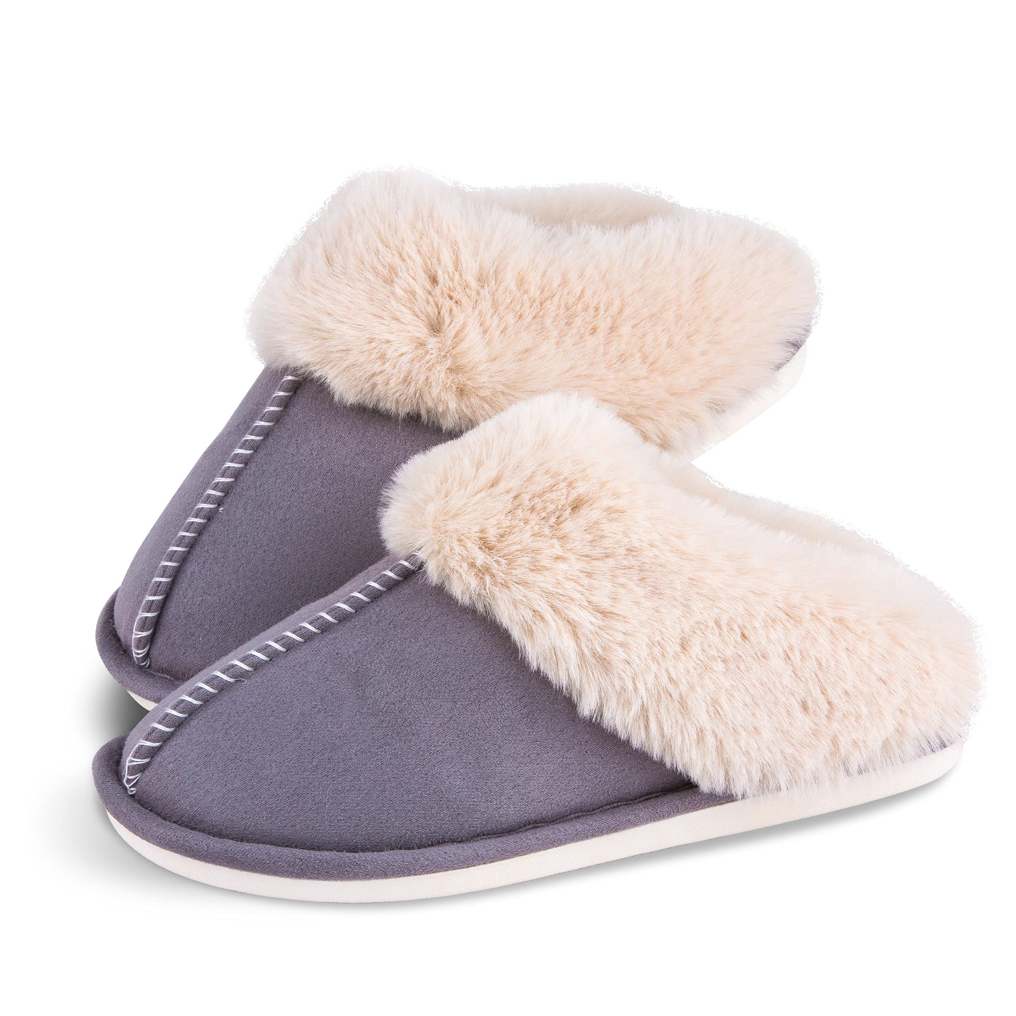 JANERIWWomens Slippers Cozy Warm Winter Slip On House Shoes Fluffy Soft Memory Foam Comfy Faux Fur Plush Anti-Skid Indoor/Outdoor