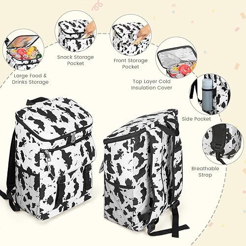 Vista 52 de Mochila térmica suave aislada a prueba de fugas, 30 latas, mochila térmica portátil para picnic, camping, playa, senderismo, barbacoa, almuerzo