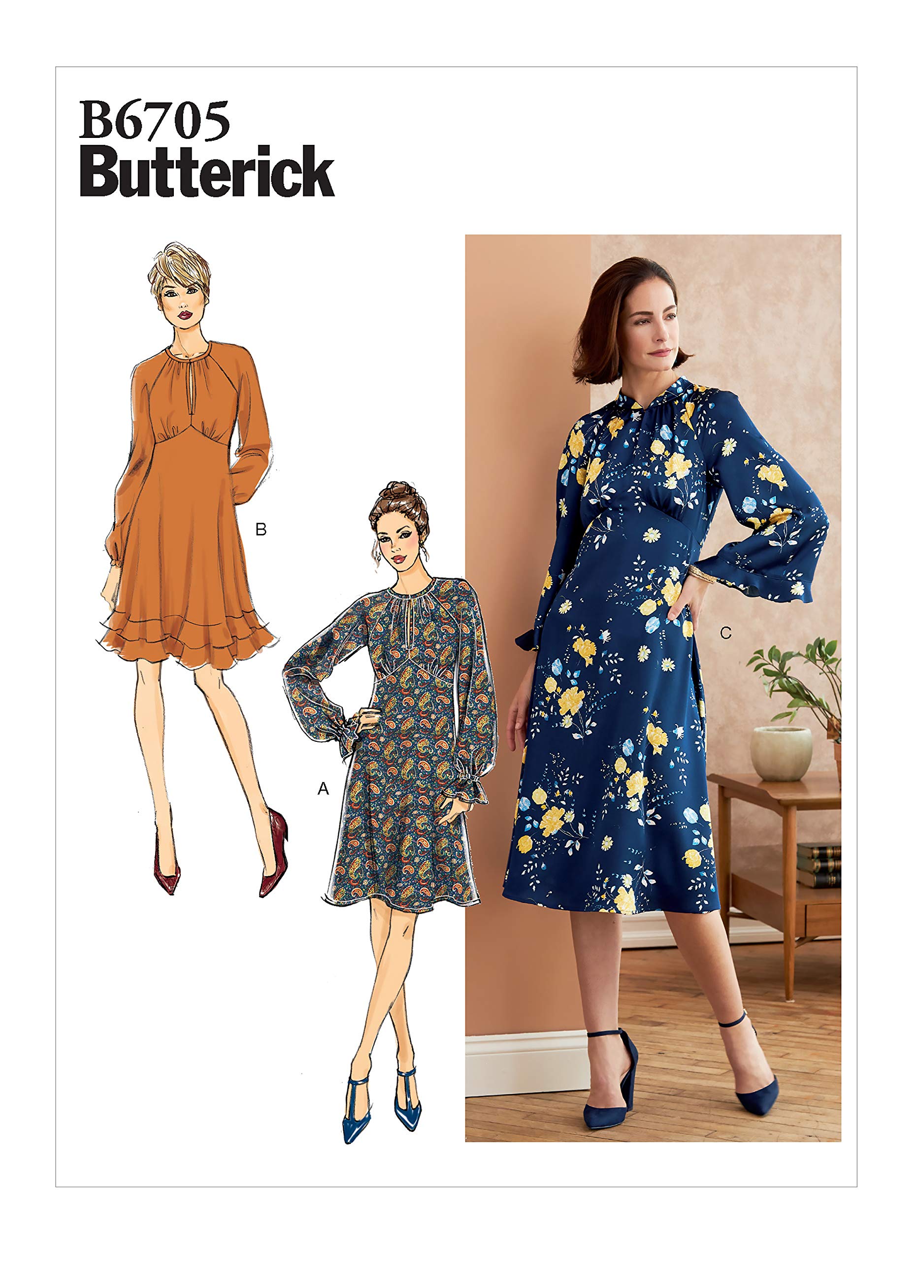 Butterick Paper Pattern-B6705A5-MISSES-DRESS, White
