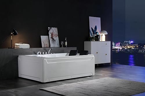 Miniatura 10 de Empava Bañera de hidromasaje de 1125 W, bañera de hidromasaje y cromoterapia, certificado ETL, delantal de 3 lados, acrílico, 110 galones, drenaje