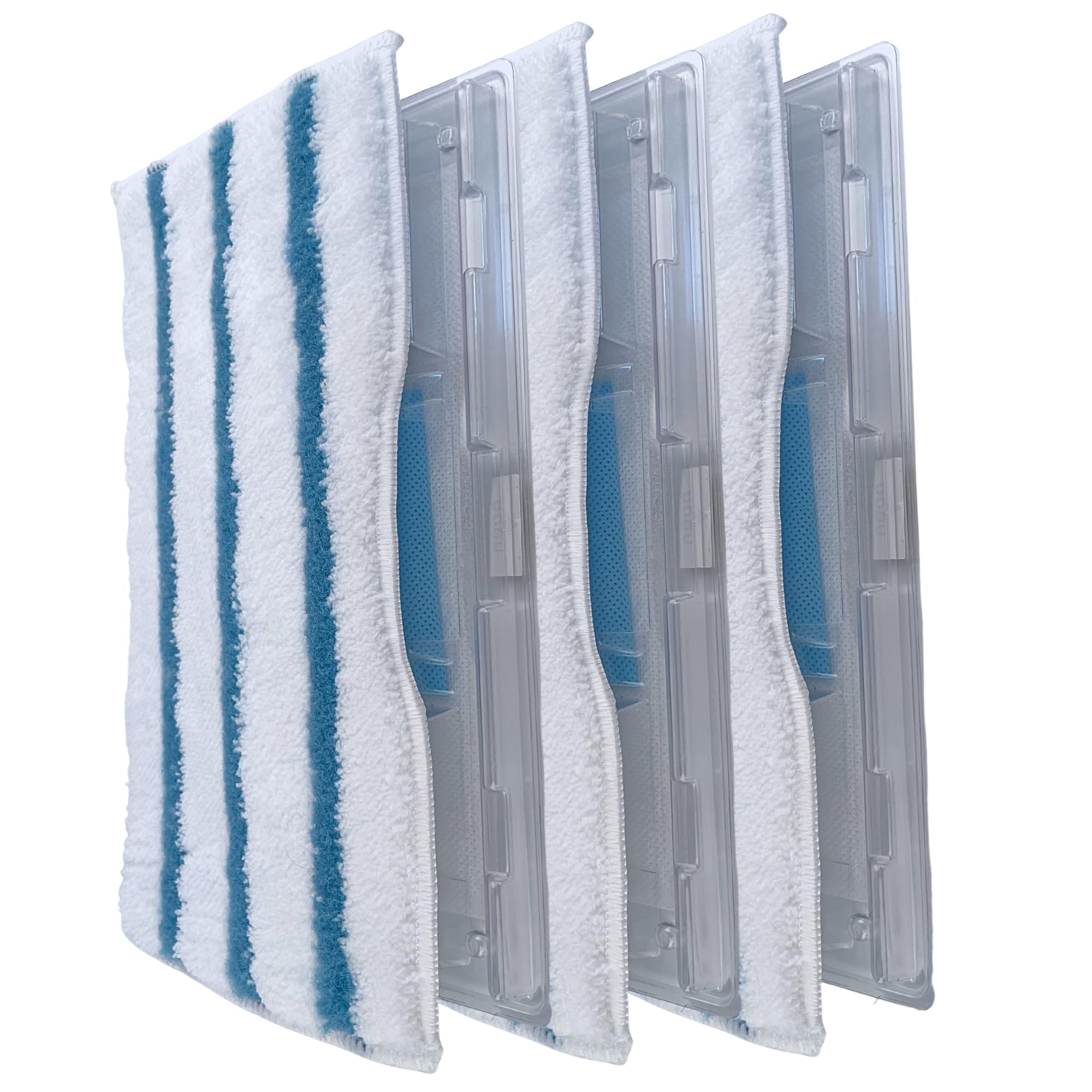 Zeltauto Re-usable Pad Refills Compatible with Shark VacMop Vacuum Spray Mop, Washable Microfiber Pads for A Sustainable Alternative to Disposable Cleaning Pads (3 Sets-Blue&White) — image 1
