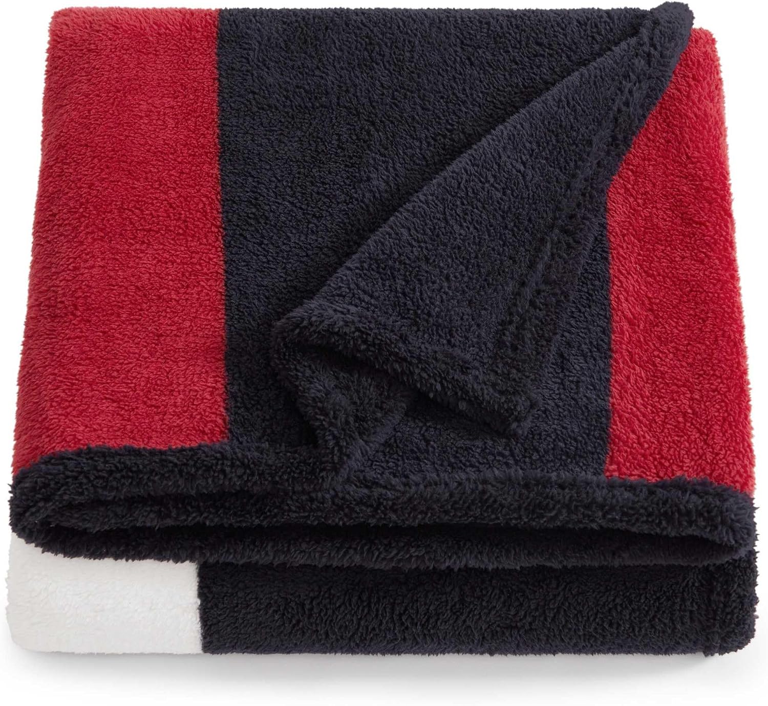 Tommy Hilfiger - Sherpa Throw Blanket for Couch 50x70, Ultra Soft Reversible Plush Blanket, Americana Decor, Throw for Sofa, Bed, Living Room (Iconic Flag Blue)